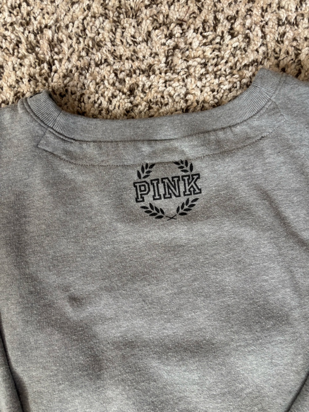 PINK Victoria's Secret Gray Crewneck Sweatshirt with Gold Sequin Logo - Picture 4 of 4